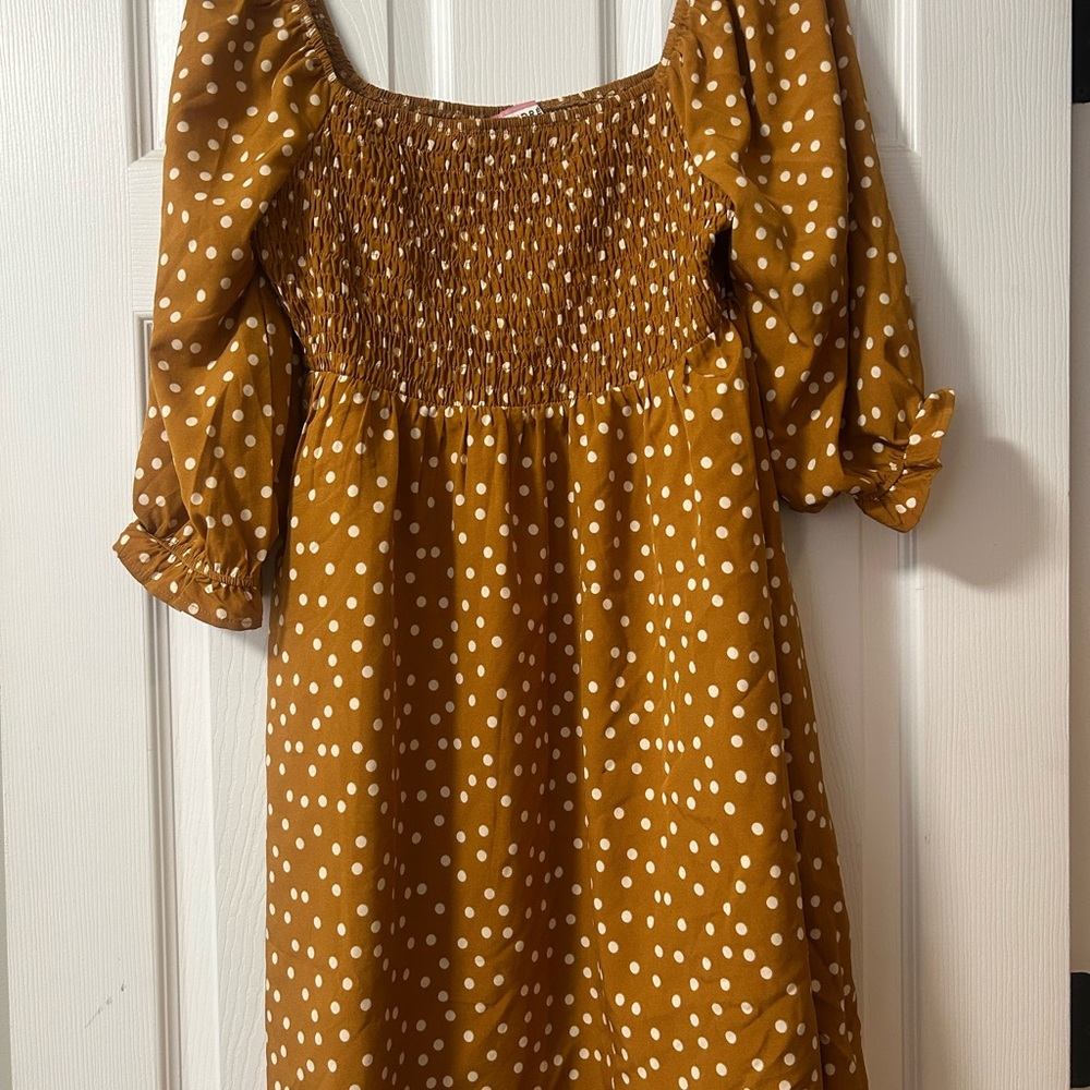 Polka Dot Kids Dress in Mustard